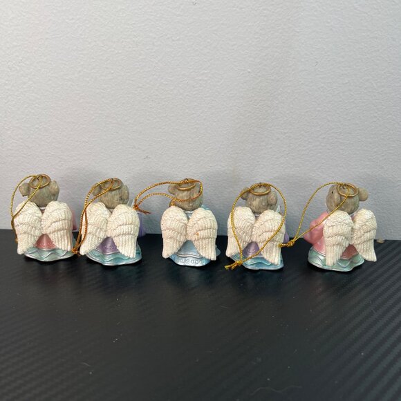 Vintage Angel Mouse Christmas Ornaments Set of 5 Pastel Gowns Harp Books Star - Picture 5 of 14